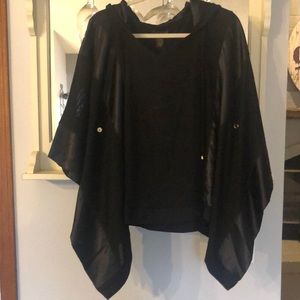 IMAN Black Hooded Poncho